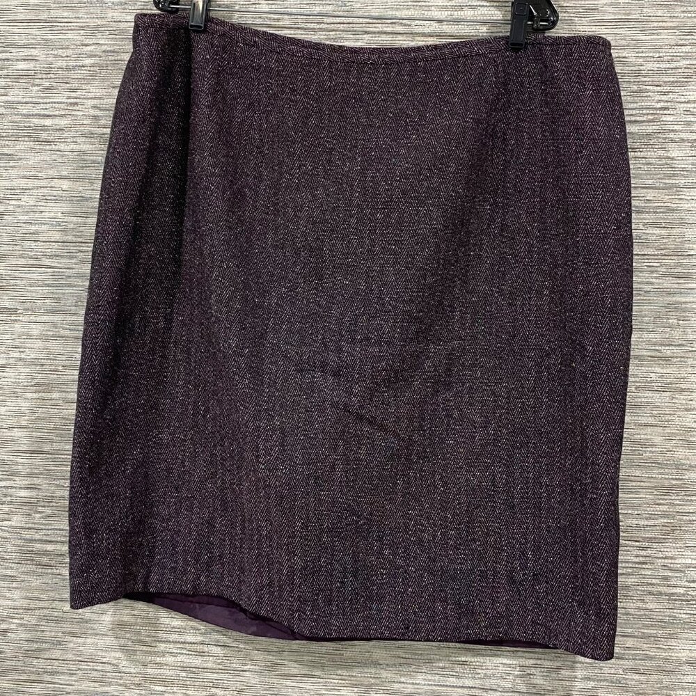 Sag Harbor Womens Plus Size 20W Herringbone Tweed Skirt Purple Black